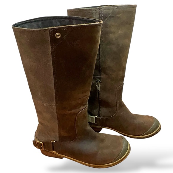 SOREL Genuine Leather Slimboot Waterproof Burnished Leather Buckle Detail Sz 8 - Picture 5 of 12